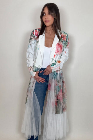 White Rose Blazer Cardigan - Born To Glam
