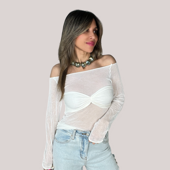 Semi Sheer Off Shoulder Top