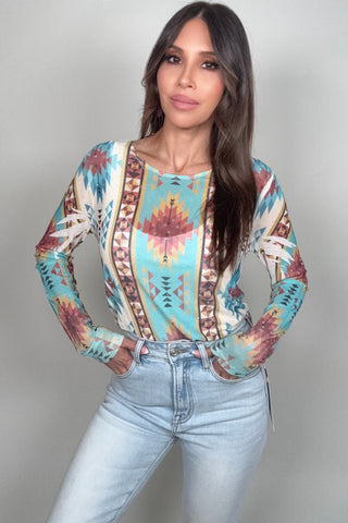 TURQUOISE WESTERN MESH TOP