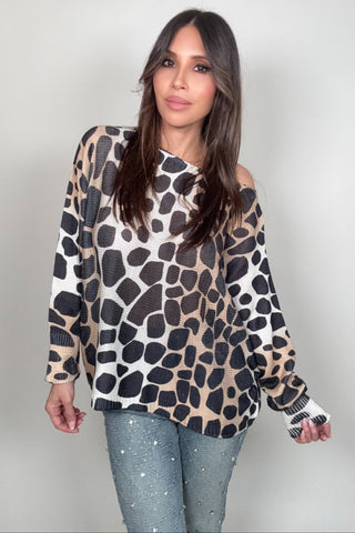 Round Neck Printed Sweater - Born To Glam