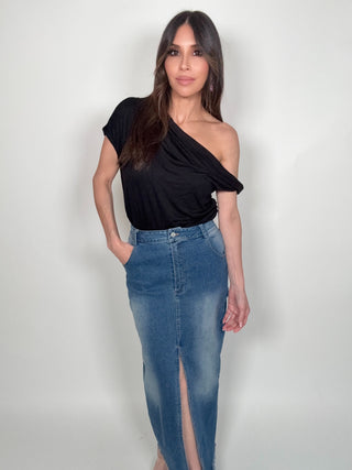 Elevated Basics Single Side Off Shoulder Top - Born To Glam