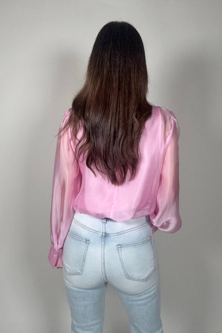 Pastel Chiffon Long Sleeve Bow-Tie Blouse - Born To Glam
