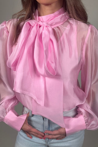 Pastel Chiffon Long Sleeve Bow-Tie Blouse - Born To Glam