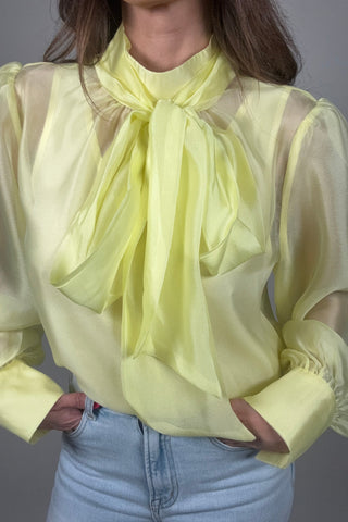 Pastel Chiffon Long Sleeve Bow-Tie Blouse - Born To Glam
