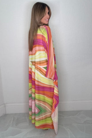 Style the Multicolor Splash Kaftan Mesh Tunic exclusively at Born To Glam