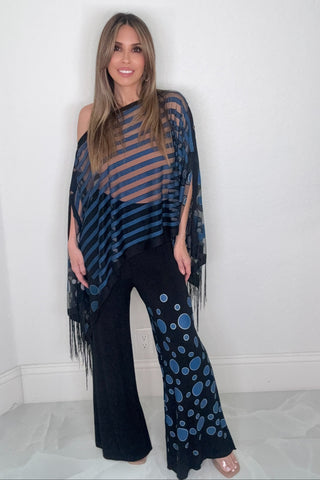 Style the Blue Bubbles Wide Leg Pants & One Size Top Set exclusively at Born To Glam