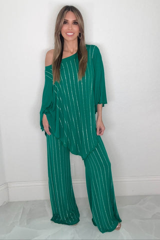 Style the Emerald Rhinestone V-Point Tunic exclusively at Born To Glam