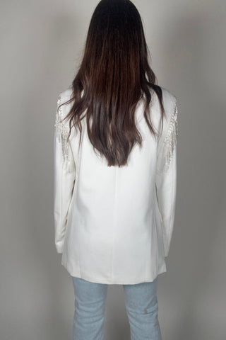 Stretch Boyfriend Rhinestone Fringe Blazer - Born To Glam