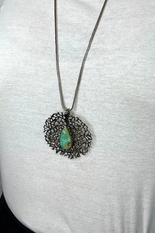 Sterling Silver Turquoise Web Pendant - Born To Glam