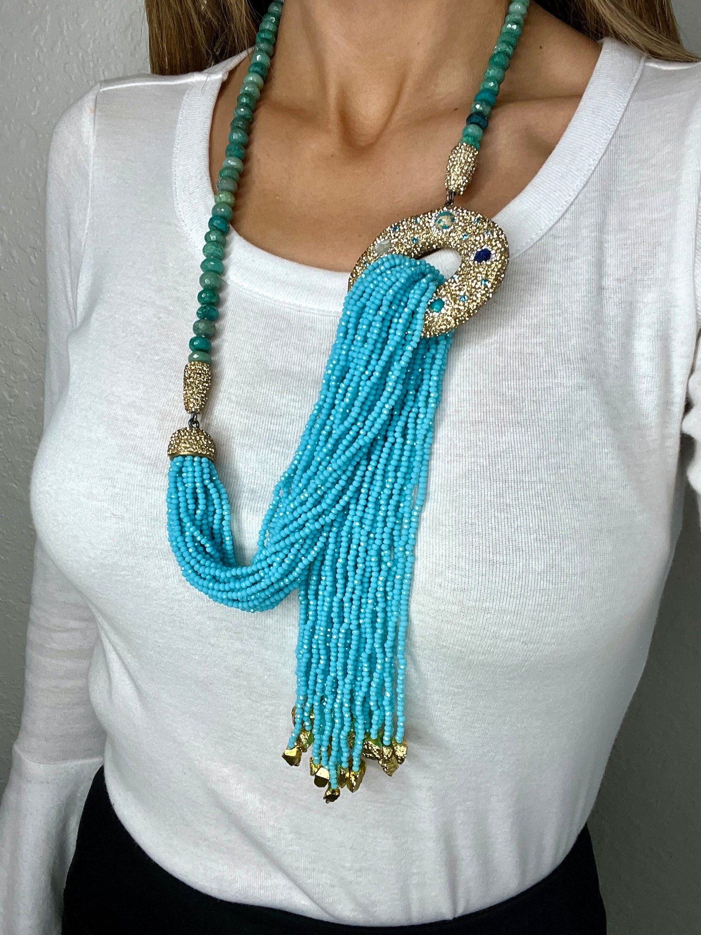 Goddess Lariat Long Statement Necklace - Born To Glam Born To Glam