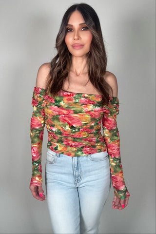 Romantic Rose Floral Long Sleeve Top - Born To Glam