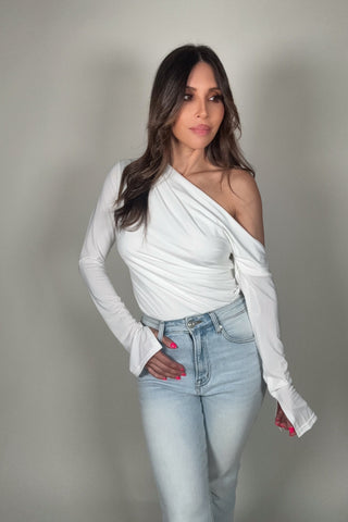 Draped Elevated Basic One Shoulder Top - Born To Glam