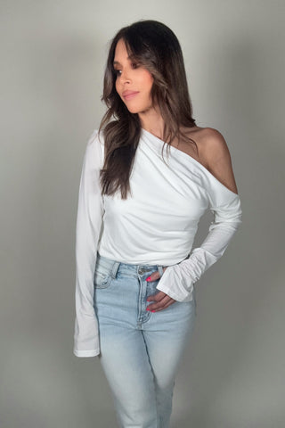 Draped Elevated Basic One Shoulder Top - Born To Glam