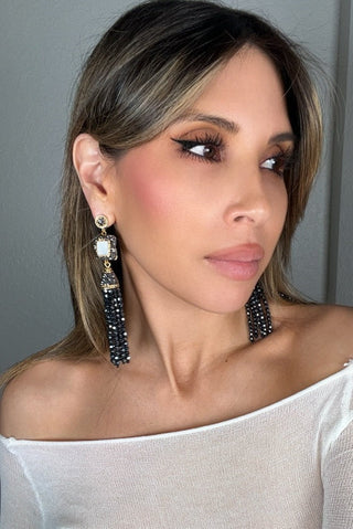Crystal Tassel Gemstone Earrings - Born To Glam
