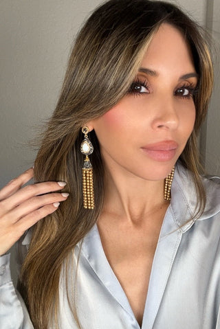 Crystal Tassel Gemstone Earrings - Born To Glam