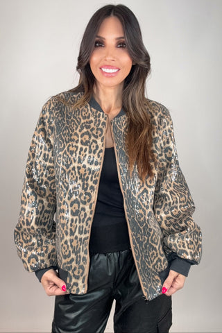Black Camel Sequin Embellished Print Bomber Jacket - Born To Glam