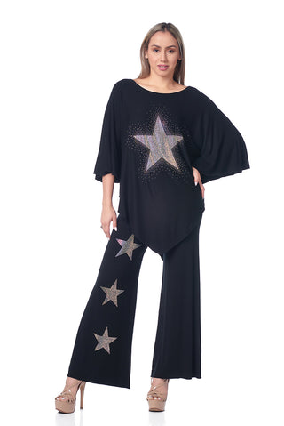 Style the Black Rhinestone Star Tunic exclusively at Born To Glam
