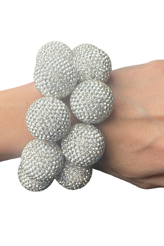 Crystal Sphere Stretch Statement Bracelet - Born To Glam