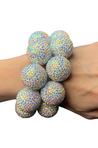 Crystal Sphere Stretch Statement Bracelet - Born To Glam
