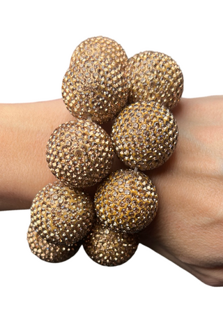 Gold Crystal Sphere Stretch Bracelet - Born To Glam