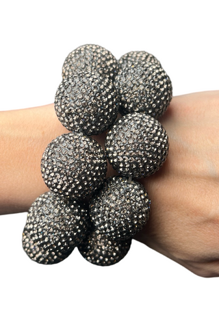 Crystal Sphere Stretch Statement Bracelet - Born To Glam