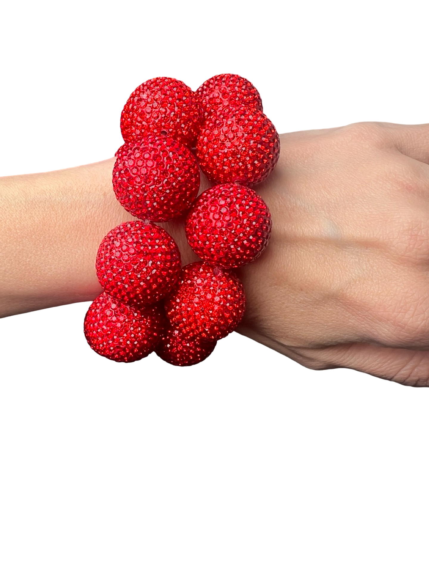 Red Crystal Sphere Stretch Bracelet