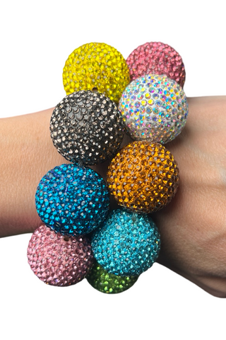 Crystal Sphere Stretch Statement Bracelet - Born To Glam