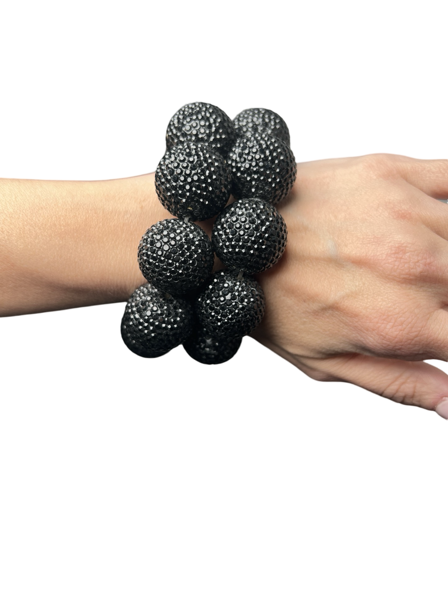 Black Crystal Sphere Stretch Bracelet