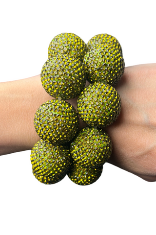 Crystal Sphere Stretch Statement Bracelet - Born To Glam