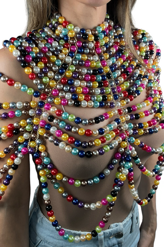 Multicolor Pearl Body Chain - Born To Glam