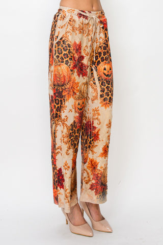 Fall Leopard Printed Drawstring Pants model front view