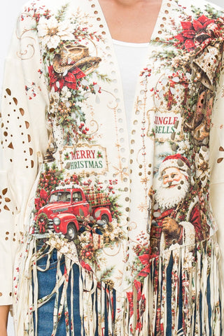 Santa Truck laser-cut fringe jacket detail view