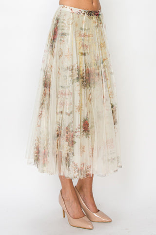 Joyful Sparkly Skirt With Mesh Layer model front view