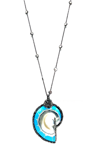 Seashell Pendant 925 Sterling Silver Long Necklace - Born To Glam