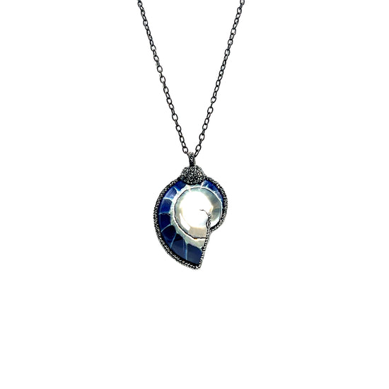 Blue Seashell Sterling Silver Necklace