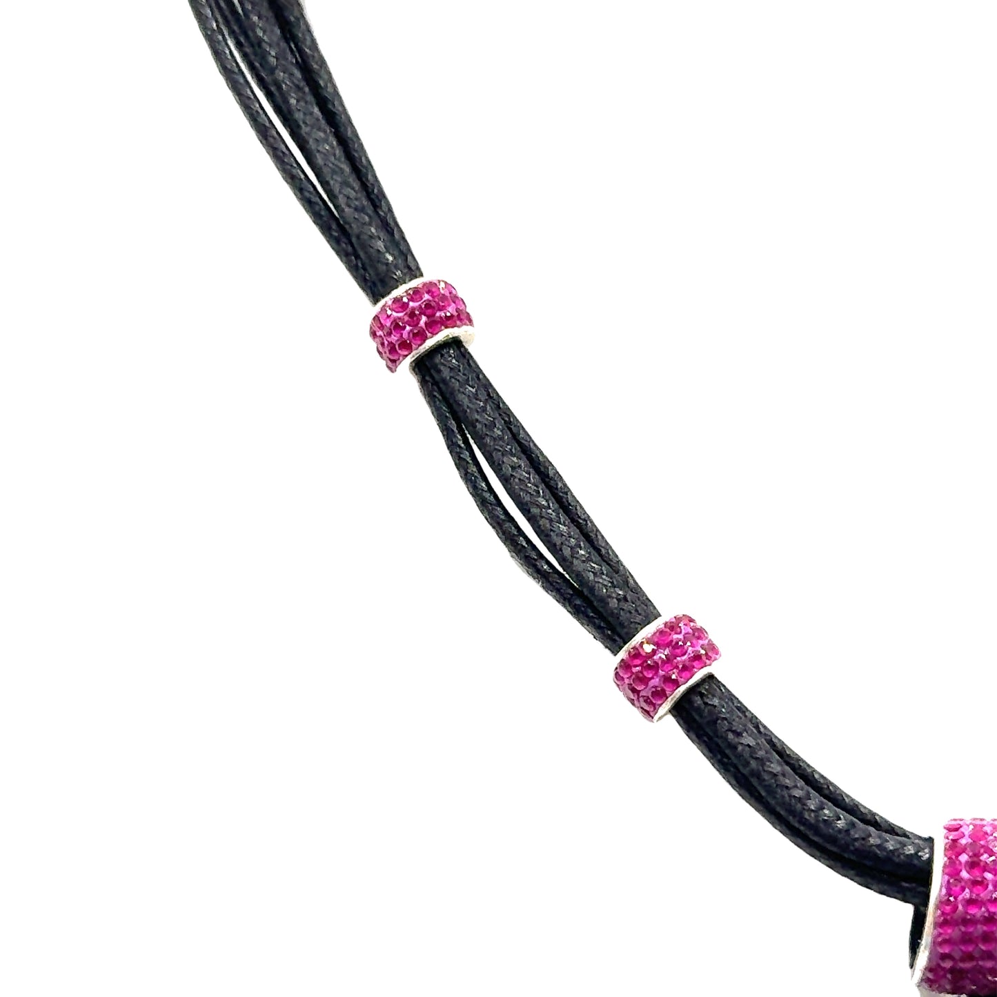 Fuchsia Multi Pearl Sterling Silver Leather Necklace