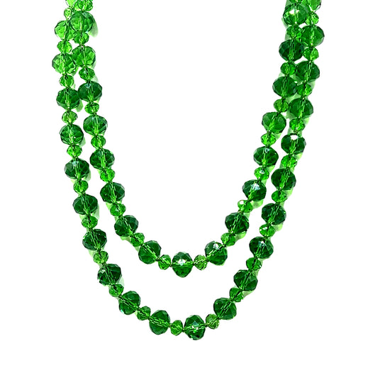 Green Crystal Long Necklace - Born To Glam