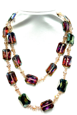 Rectangle Crystal Long Necklace - Born To Glam