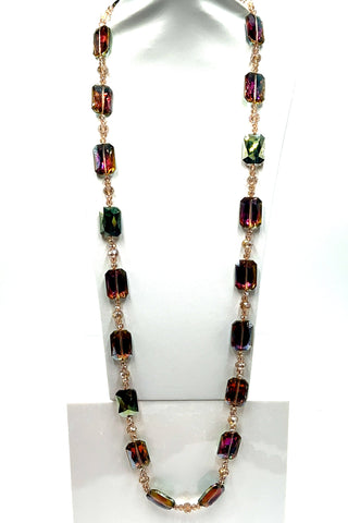 Rectangle Crystal Long Necklace - Born To Glam