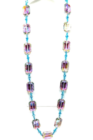 Rectangle Crystal Long Necklace - Born To Glam