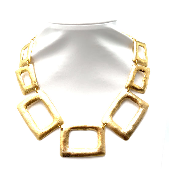 Gold Rectangle Short Necklace