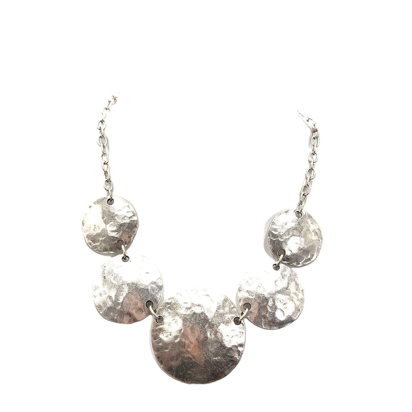 Silver Disc Statement Necklace