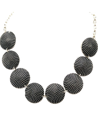 Black Silver Disc Short Necklace - Born To Glam
