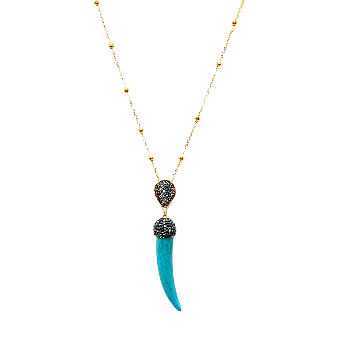 Turquoise Horn Pendant Necklace