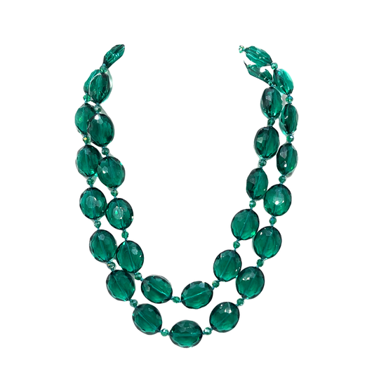 Emerald Green Crystal Oval Long Necklace