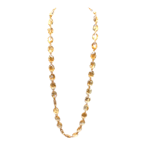 Champagne Crystal Oval Long Necklace