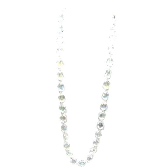 Iridescent Crystal Oval Long Necklace