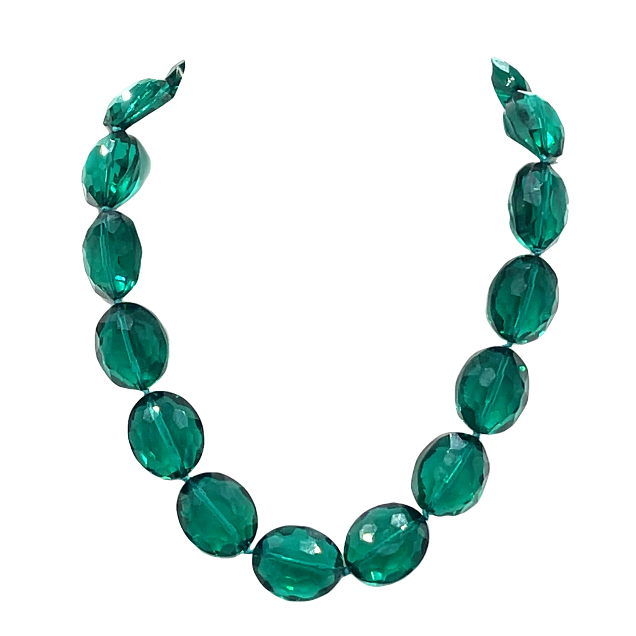 Emerald Green Crystal Oval Short Necklace