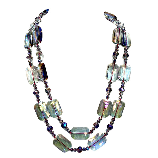 Rectangle Crystal Long Necklace