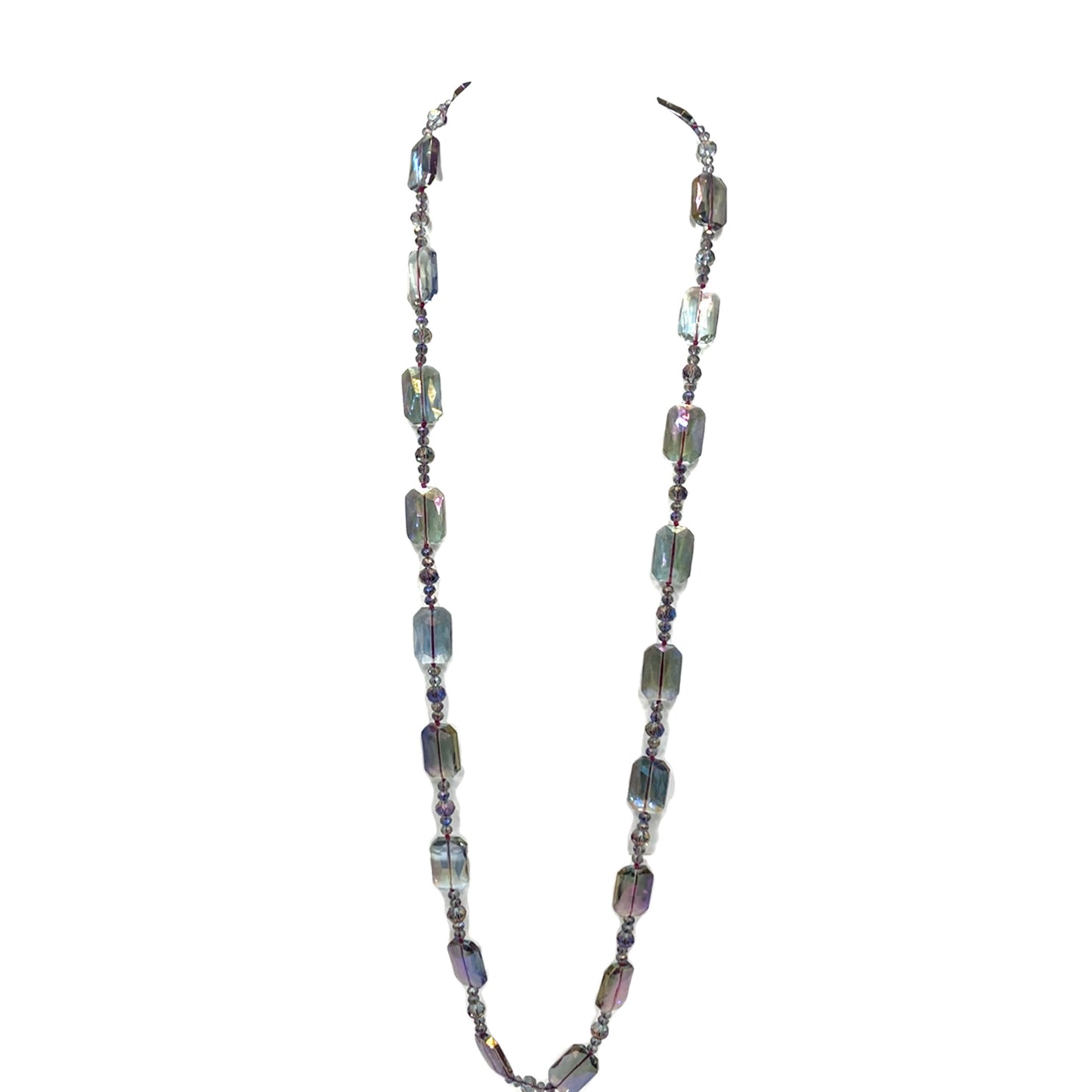 Rectangle Crystal Long Necklace